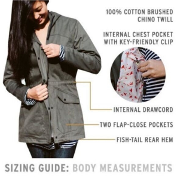 Betabrand Chore Cotton Twill Hooded Coat Khaki Morning Mess Women's Large - Picture 10 of 10